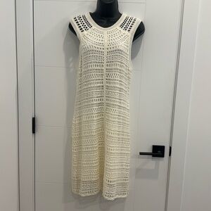 Crochet dress in ivory, off white, cream colour by Theory size Medium.